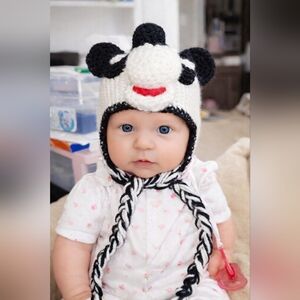 Adorable Black and White Knit Baby Hat